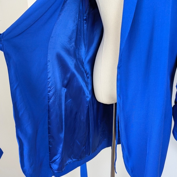 Zara Royal Blue Blazer Dress Wrap Front Mini Asymmetrical Long Sleeve Gathered - Picture 4 of 12